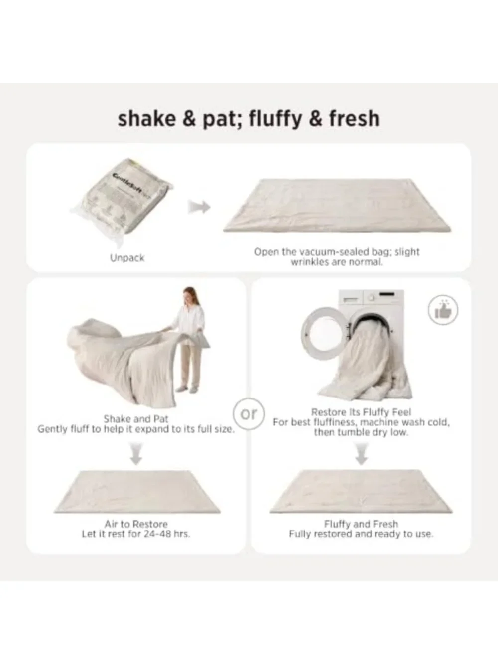 Cozy King Comforter Set - Soft Prewashed 3-Piece Bedding in Beige, 104